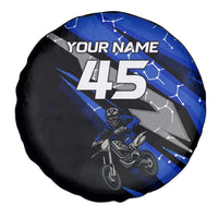 Personalized Extreme Motocross Spare Tire Cover with Blue Rider – Dirt Bike Racing Design - Wonder Print Shop