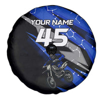 Personalized Extreme Motocross Spare Tire Cover with Blue Rider – Dirt Bike Racing Design - Wonder Print Shop