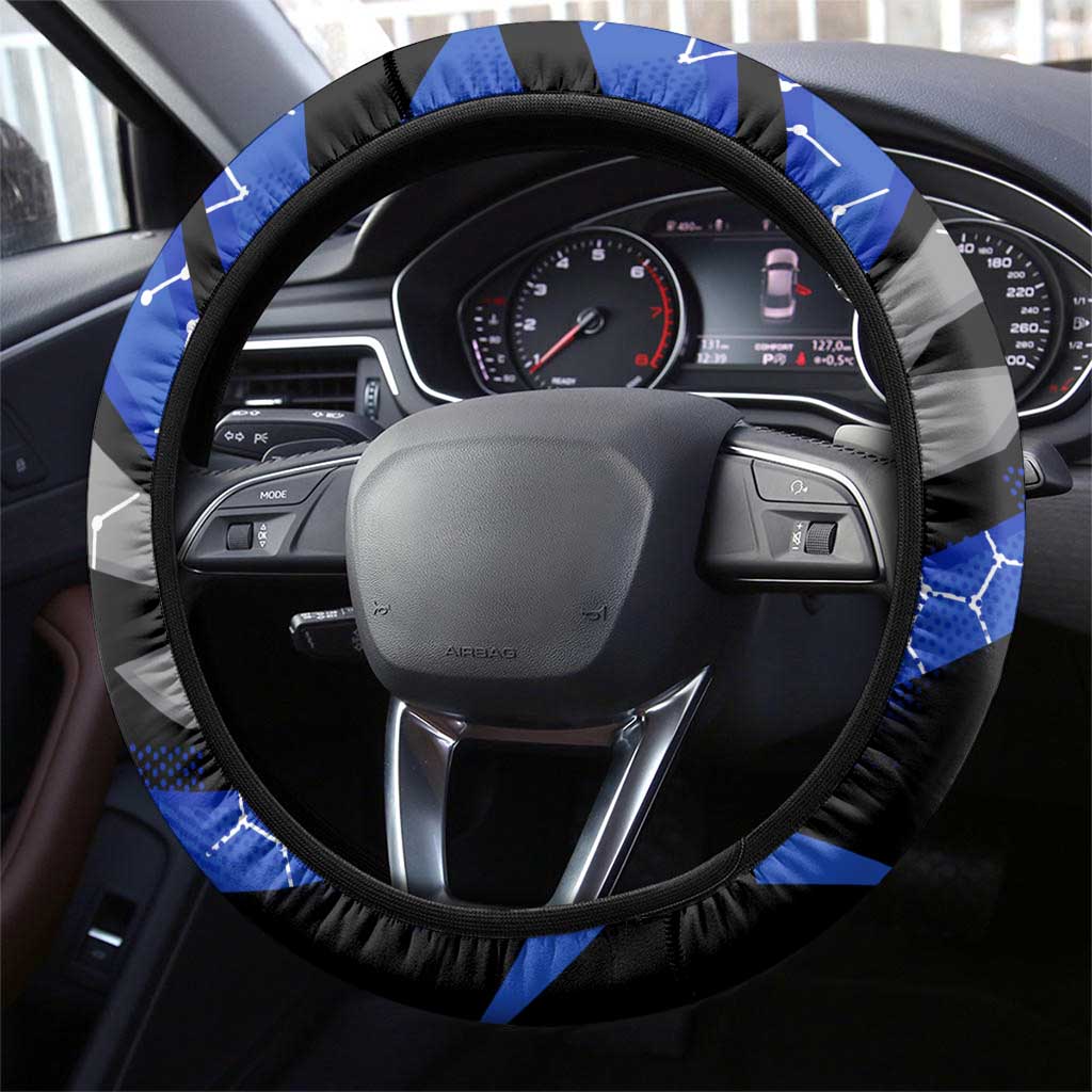 Extreme Motocross Steering Wheel Cover with Blue Rider – Dirt Bike Racing Design - Wonder Print Shop