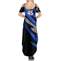 Personalized Extreme Motocross Summer Maxi Dress with Blue Rider – Dirt Bike Racing Design - Wonder Print Shop
