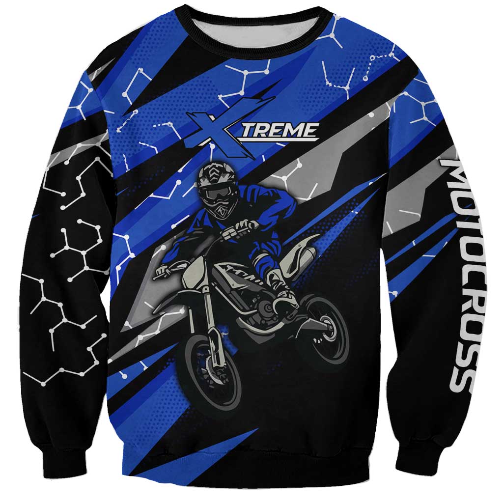 Personalized Extreme Motocross Sweatshirt with Blue Rider – Dirt Bike Racing Design - Wonder Print Shop