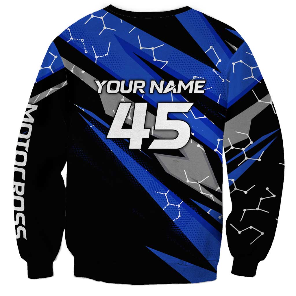 Personalized Extreme Motocross Sweatshirt with Blue Rider – Dirt Bike Racing Design - Wonder Print Shop