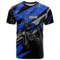 Personalized Extreme Motocross T Shirt with Blue Rider – Dirt Bike Racing Design - Wonder Print Shop