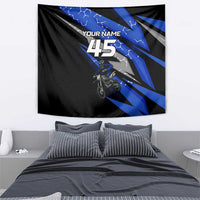 Personalized Extreme Motocross Tapestry with Blue Rider – Dirt Bike Racing Design - Wonder Print Shop