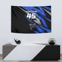 Personalized Extreme Motocross Tapestry with Blue Rider – Dirt Bike Racing Design - Wonder Print Shop