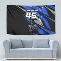 Personalized Extreme Motocross Tapestry with Blue Rider – Dirt Bike Racing Design - Wonder Print Shop