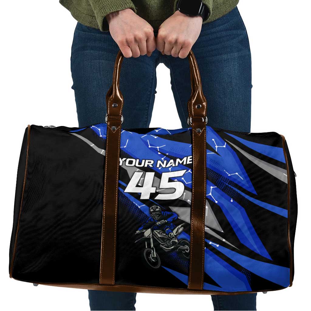 Personalized Extreme Motocross Travel Bag with Blue Rider – Dirt Bike Racing Design - Wonder Print Shop