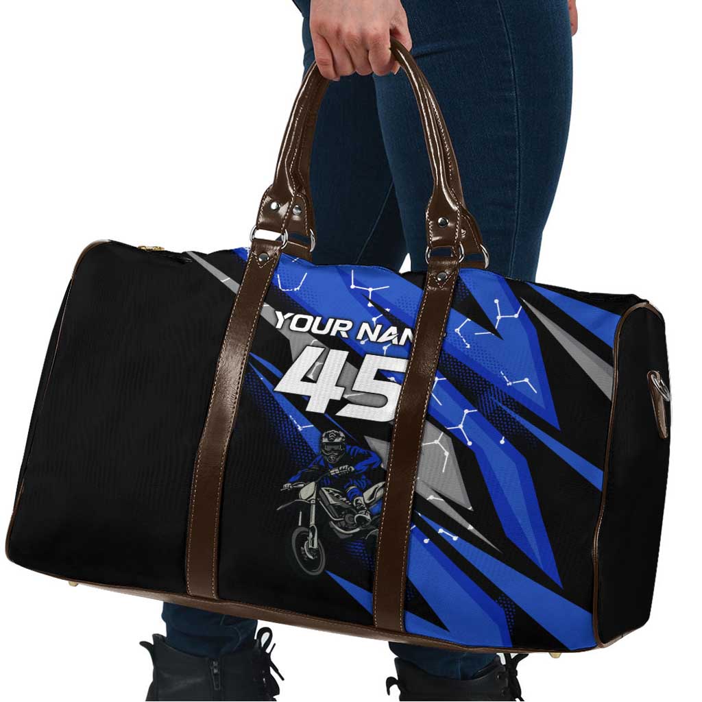 Personalized Extreme Motocross Travel Bag with Blue Rider – Dirt Bike Racing Design - Wonder Print Shop