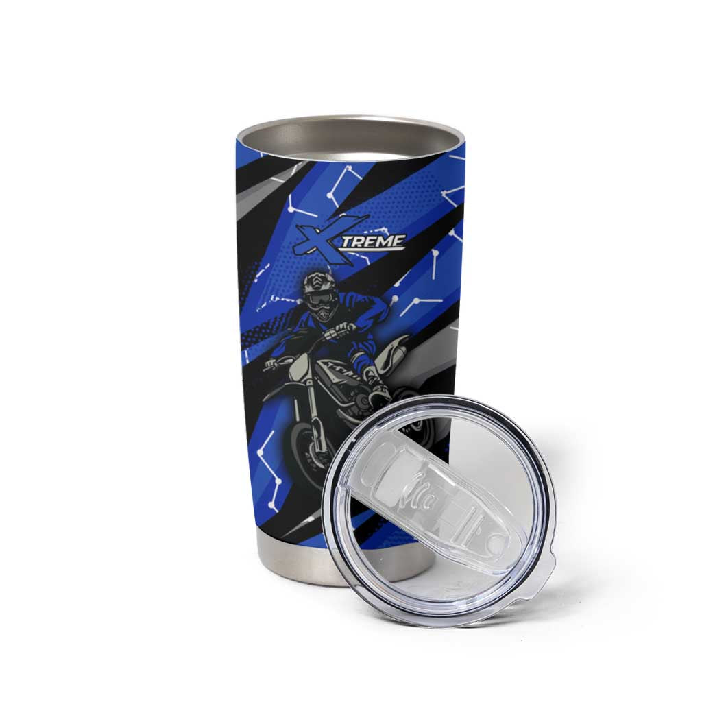 Personalized Extreme Motocross Tumbler Cup with Blue Rider – Dirt Bike Racing Design - Wonder Print Shop