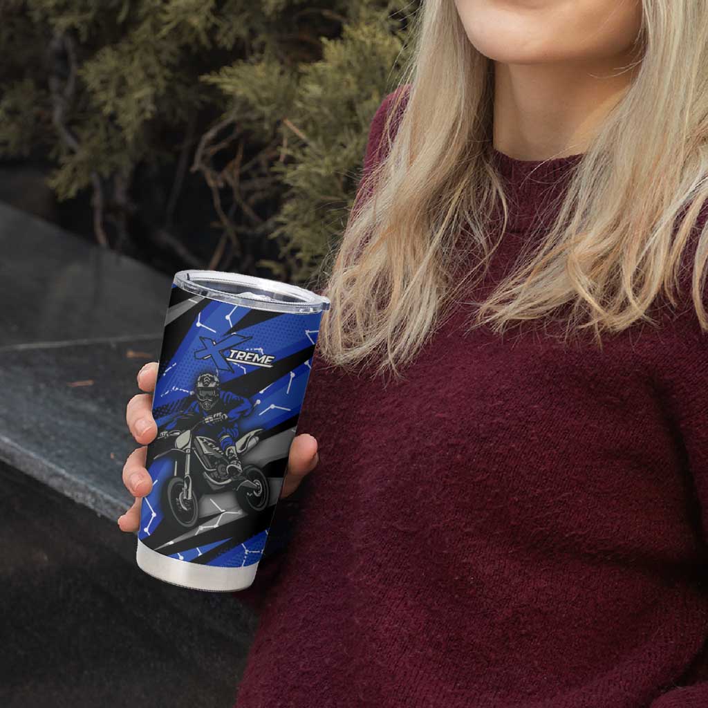 Personalized Extreme Motocross Tumbler Cup with Blue Rider – Dirt Bike Racing Design - Wonder Print Shop