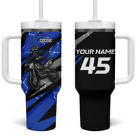 Personalized Extreme Motocross Tumbler With Handle with Blue Rider – Dirt Bike Racing Design - Wonder Print Shop