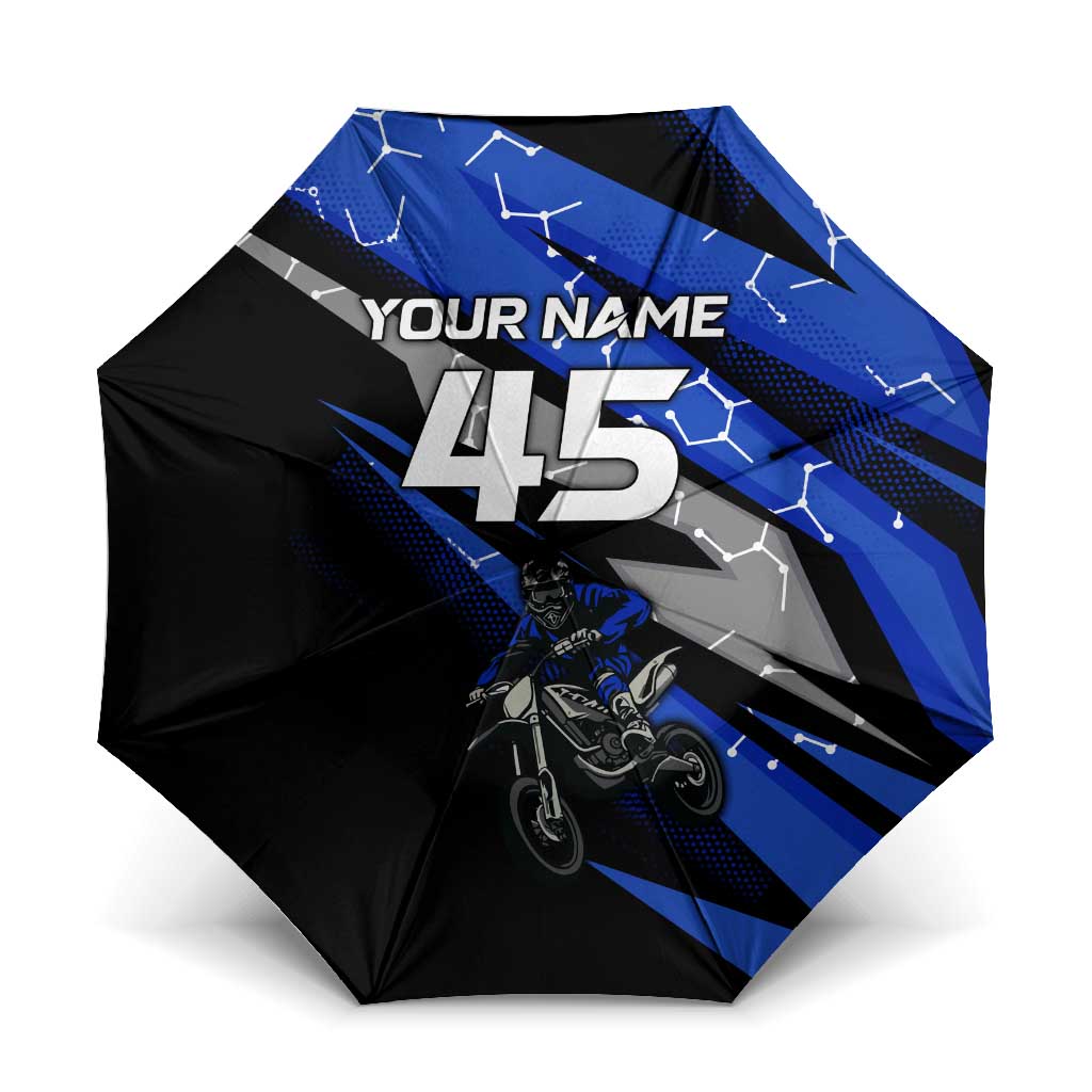 Personalized Extreme Motocross Umbrella with Blue Rider – Dirt Bike Racing Design - Wonder Print Shop