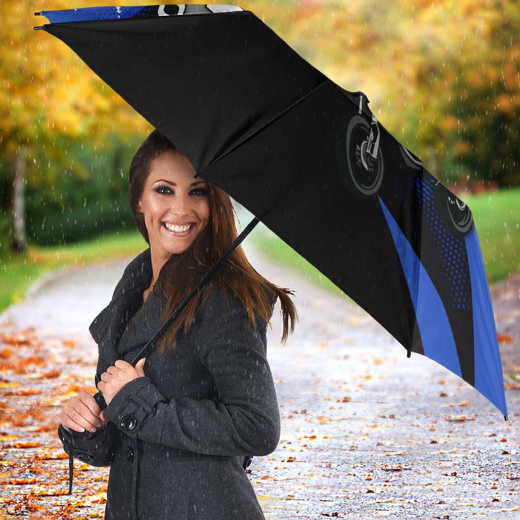 Personalized Extreme Motocross Umbrella with Blue Rider – Dirt Bike Racing Design - Wonder Print Shop