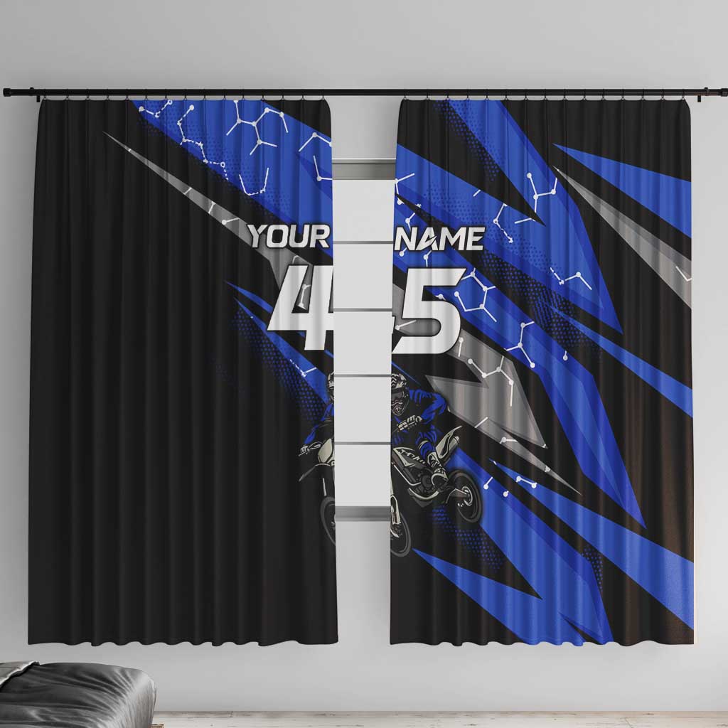Personalized Extreme Motocross Window Curtain with Blue Rider – Dirt Bike Racing Design - Wonder Print Shop