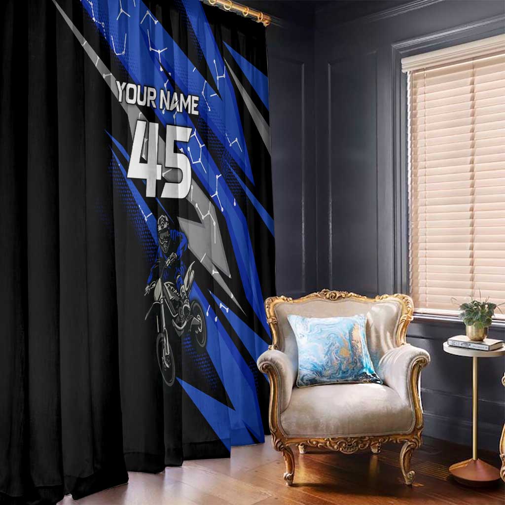 Personalized Extreme Motocross Window Curtain with Blue Rider – Dirt Bike Racing Design - Wonder Print Shop