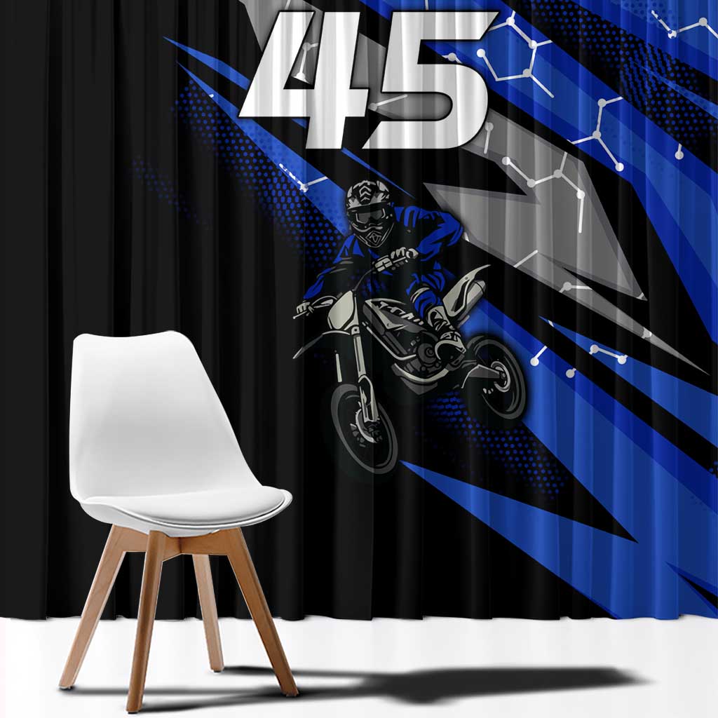 Personalized Extreme Motocross Window Curtain with Blue Rider – Dirt Bike Racing Design - Wonder Print Shop