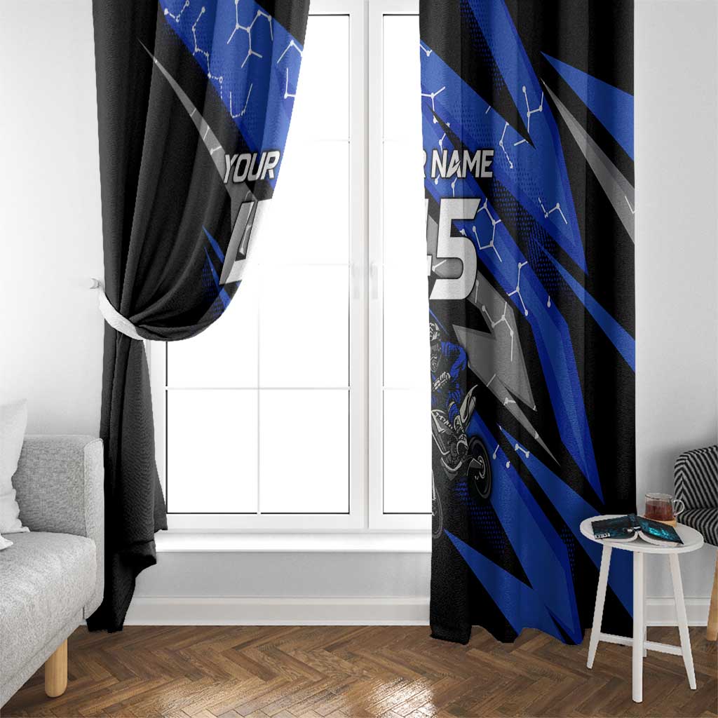 Personalized Extreme Motocross Window Curtain with Blue Rider – Dirt Bike Racing Design - Wonder Print Shop