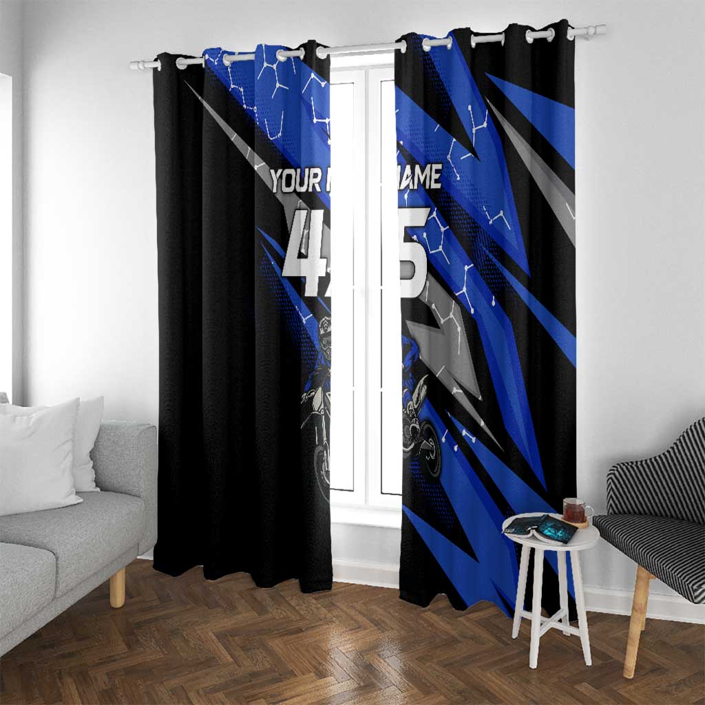 Personalized Extreme Motocross Window Curtain with Blue Rider – Dirt Bike Racing Design - Wonder Print Shop
