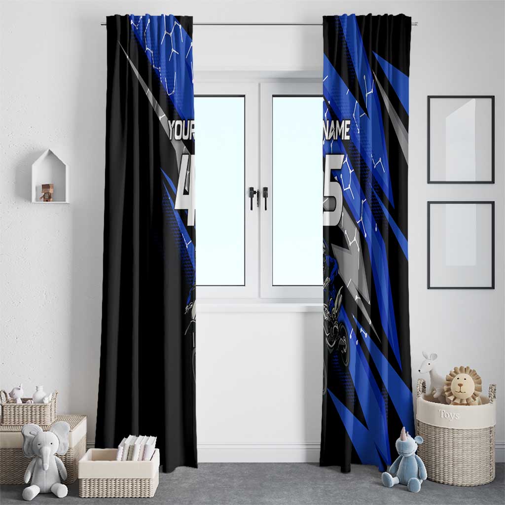 Personalized Extreme Motocross Window Curtain with Blue Rider – Dirt Bike Racing Design - Wonder Print Shop