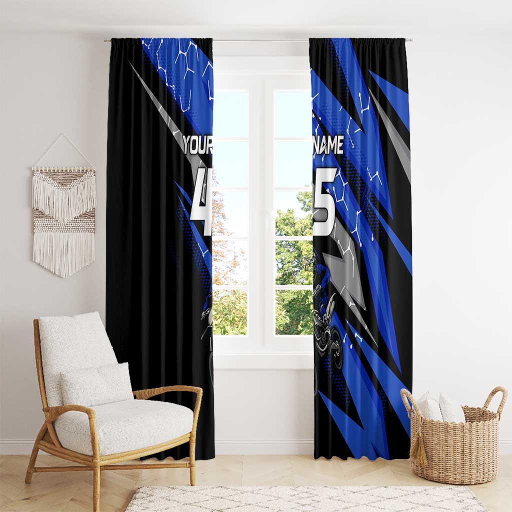 Personalized Extreme Motocross Window Curtain with Blue Rider – Dirt Bike Racing Design - Wonder Print Shop