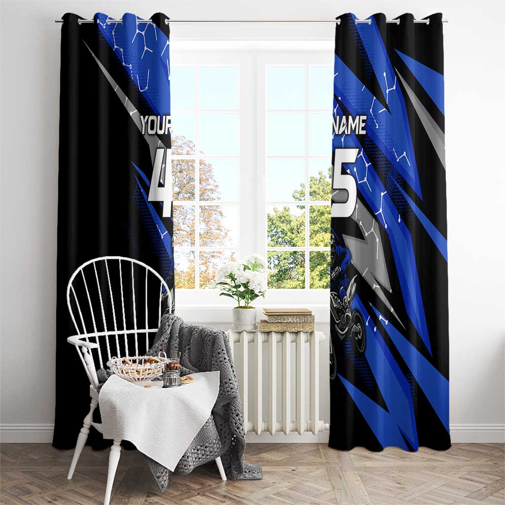 Personalized Extreme Motocross Window Curtain with Blue Rider – Dirt Bike Racing Design - Wonder Print Shop