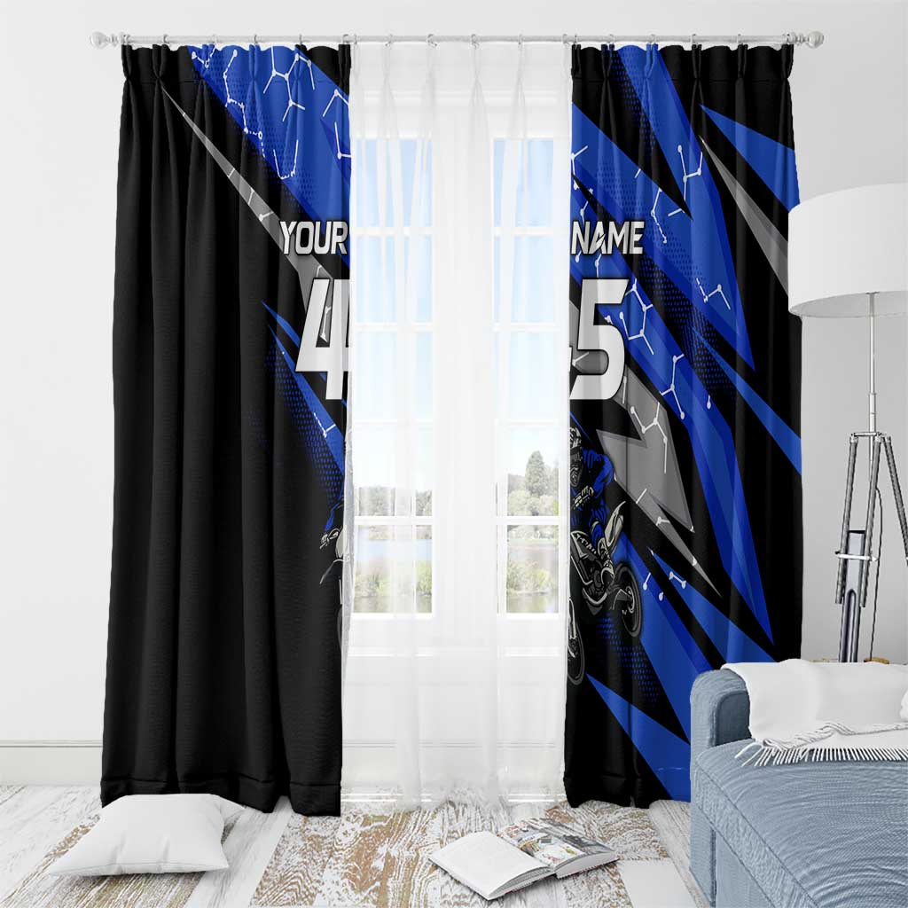 Personalized Extreme Motocross Window Curtain with Blue Rider – Dirt Bike Racing Design - Wonder Print Shop