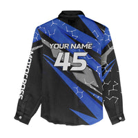 Personalized Extreme Motocross Women Casual Shirt with Blue Rider – Dirt Bike Racing Design - Wonder Print Shop