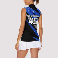 Personalized Extreme Motocross Women Sleeveless Polo Shirt with Blue Rider – Dirt Bike Racing Design - Wonder Print Shop