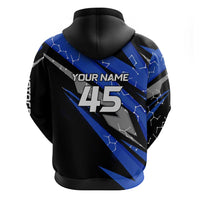Personalized Extreme Motocross Zip Hoodie with Blue Rider – Dirt Bike Racing Design - Wonder Print Shop