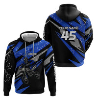 Personalized Extreme Motocross Zip Hoodie with Blue Rider – Dirt Bike Racing Design - Wonder Print Shop