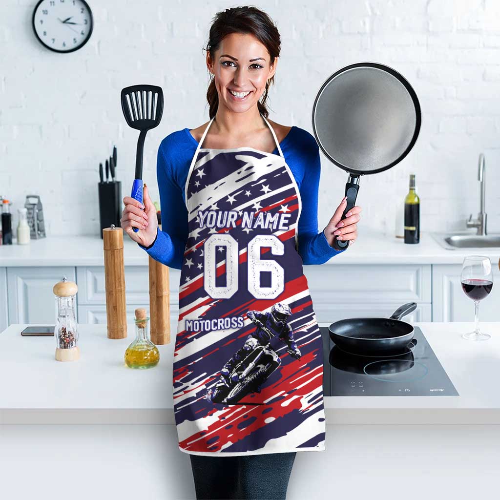 Personalized Patriotic Motocross Apron with USA Flag Colors – Dirt Bike Racing Design - Wonder Print Shop