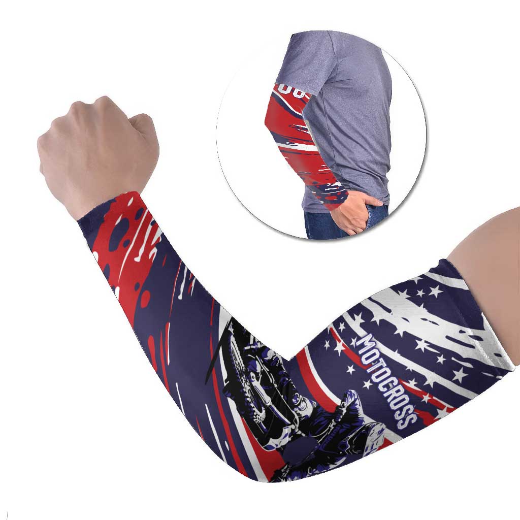 Personalized Patriotic Motocross Arm Sleeves with USA Flag Colors – Dirt Bike Racing Design - Wonder Print Shop