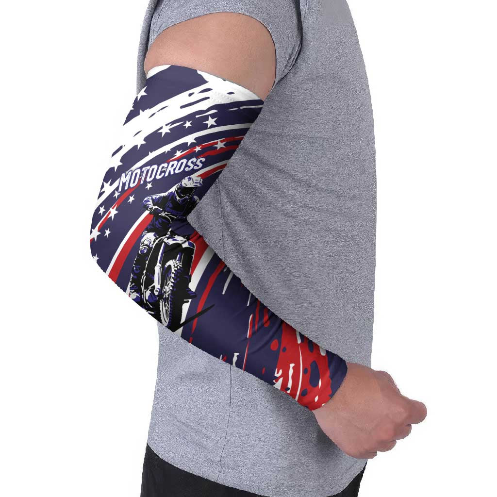 Personalized Patriotic Motocross Arm Sleeves with USA Flag Colors – Dirt Bike Racing Design - Wonder Print Shop