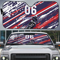 Personalized Patriotic Motocross Auto Sun Shade with USA Flag Colors – Dirt Bike Racing Design - Wonder Print Shop
