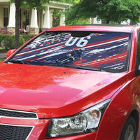 Personalized Patriotic Motocross Auto Sun Shade with USA Flag Colors – Dirt Bike Racing Design - Wonder Print Shop