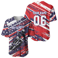 Personalized Patriotic Motocross Baseball Jersey with USA Flag Colors – Dirt Bike Racing Design - Wonder Print Shop