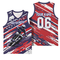 Personalized Patriotic Motocross Basketball Jersey with USA Flag Colors – Dirt Bike Racing Design - Wonder Print Shop