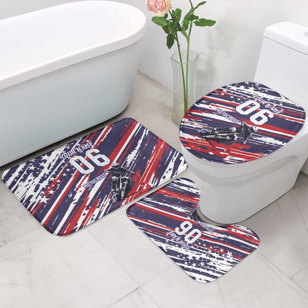 Personalized Patriotic Motocross Bathroom Set with USA Flag Colors – Dirt Bike Racing Design - Wonder Print Shop