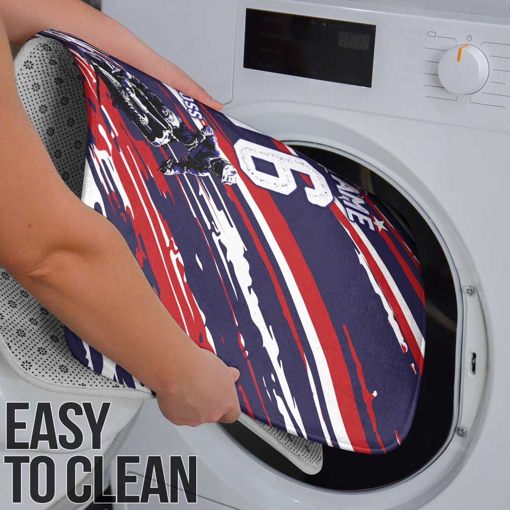 Personalized Patriotic Motocross Bathroom Set with USA Flag Colors – Dirt Bike Racing Design - Wonder Print Shop