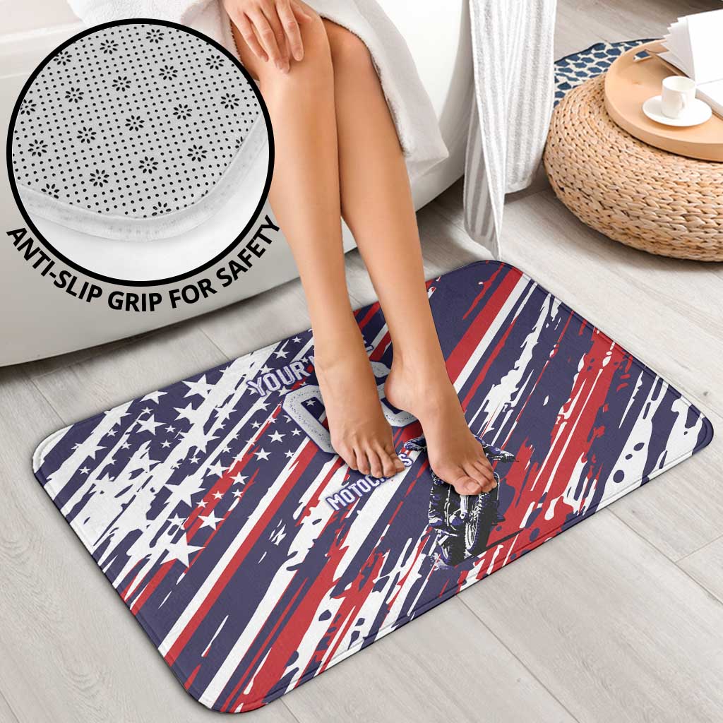 Personalized Patriotic Motocross Bathroom Set with USA Flag Colors – Dirt Bike Racing Design - Wonder Print Shop