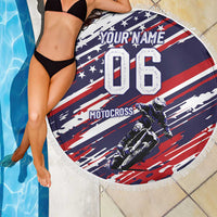 Personalized Patriotic Motocross Beach Blanket with USA Flag Colors – Dirt Bike Racing Design - Wonder Print Shop