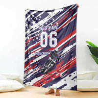 Personalized Patriotic Motocross Blanket with USA Flag Colors – Dirt Bike Racing Design - Wonder Print Shop