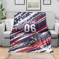 Personalized Patriotic Motocross Blanket with USA Flag Colors – Dirt Bike Racing Design - Wonder Print Shop