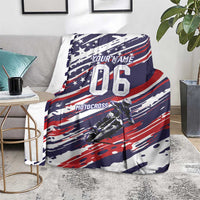 Personalized Patriotic Motocross Blanket with USA Flag Colors – Dirt Bike Racing Design - Wonder Print Shop