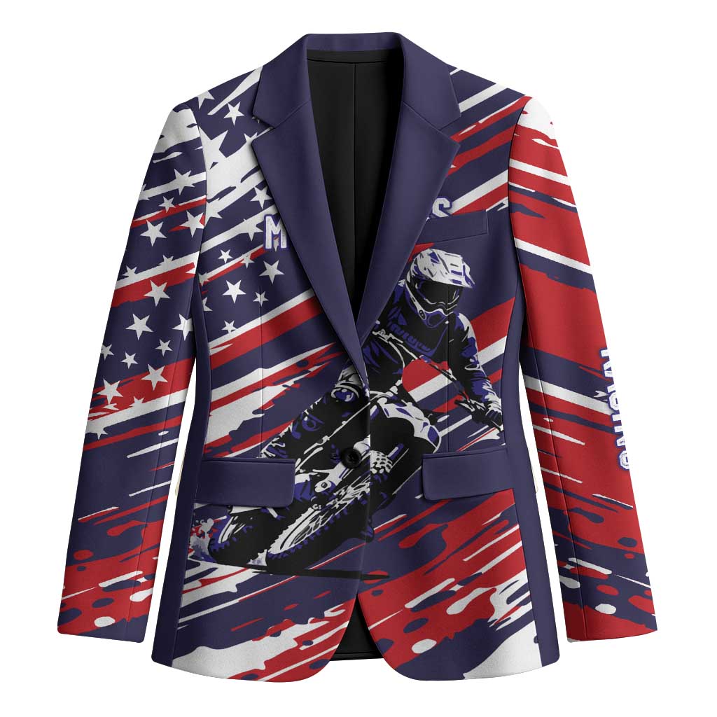 Personalized Patriotic Motocross Blazer with USA Flag Colors – Dirt Bike Racing Design - Wonder Print Shop