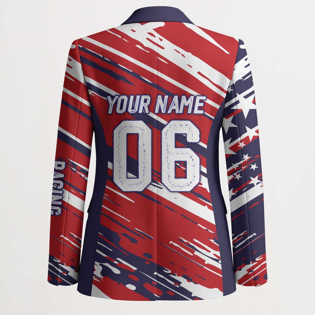 Personalized Patriotic Motocross Blazer with USA Flag Colors – Dirt Bike Racing Design - Wonder Print Shop