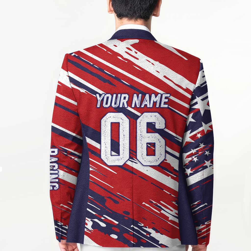 Personalized Patriotic Motocross Blazer with USA Flag Colors – Dirt Bike Racing Design - Wonder Print Shop