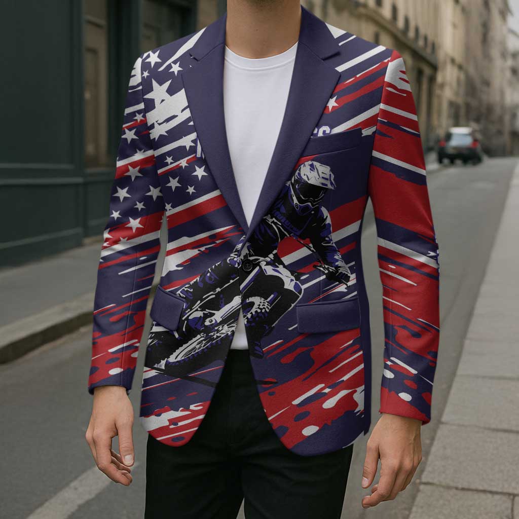 Personalized Patriotic Motocross Blazer with USA Flag Colors – Dirt Bike Racing Design - Wonder Print Shop