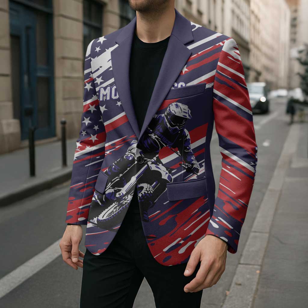 Personalized Patriotic Motocross Blazer with USA Flag Colors – Dirt Bike Racing Design - Wonder Print Shop
