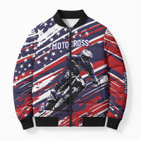 Personalized Patriotic Motocross Bomber Puffer Jacket with USA Flag Colors – Dirt Bike Racing Design - Wonder Print Shop